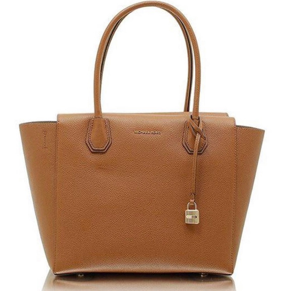 Michael Kors Medium Tan Leather Mercer Tote Bag Purse